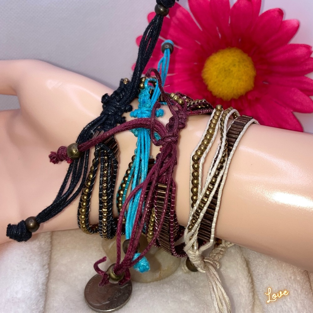 4pcs Unique Handmade Layered String Bracelet Set - Picture 2 of 5